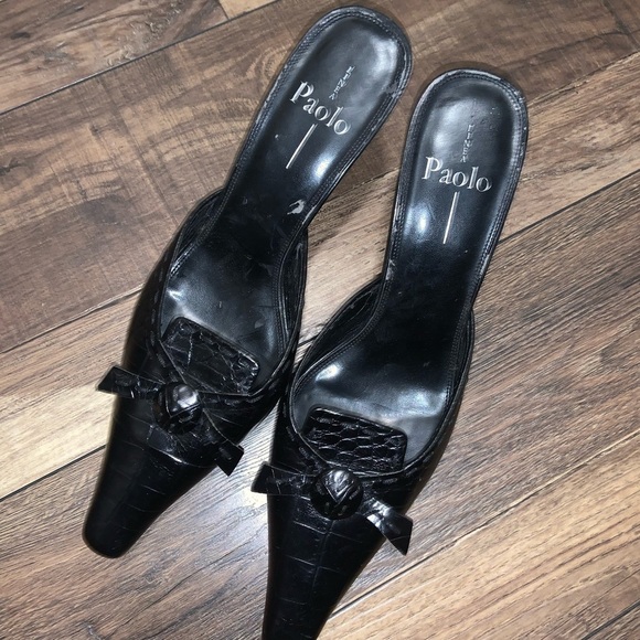 Linea paolo y2k faux reptile bow coquette heel fall square toe boho classic - Picture 2 of 8